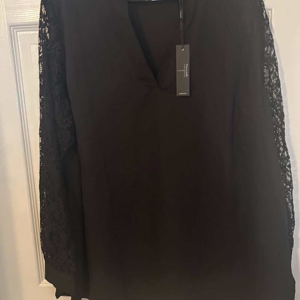Tahari Black V-Neck Blouse